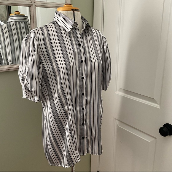 STUDIO 1940, BLACK AND WHITE STRIPED BLOUSE, SIZE: XL - Picture 5 of 11
